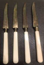 4 Dreizack Wüsthof Solinger Messer Obstmesser Elfenbein-StahlBronze Jugendstil