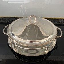 Marinex  Auflaufform rund mit deckel vintage versilbert 