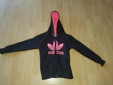 Mädchen Kapuzen Sweatshirtjacke schwarz pink Größe 104/110