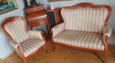 ITALIENISCHES Selva Stilmöbel Modell Ischia  Sitzbank/Sofa und 1 Sessel Nussbaum