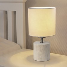 Holz-Tischleuchte T117 Holzleuchte Design Stoffschirm Eiche weiß B-Ware