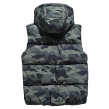 Herren Puffer Bubble Abnehmbarer Kapuze Detail Weste Gesteppt Camo Jacke Mantel