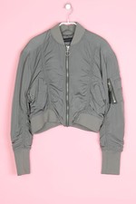 ZARA WOMAN Cropped-Blouson-Jacke mit Raffungen S graugrün Blouson Damenjacke