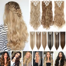 8 Tressen Clip-In Extensions Haarteil Haarverlängerungen für Frauen Lockig Lang