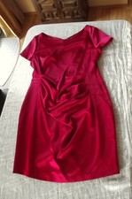 Marie Noir Edles Satin Cocktailkleid Abendkleid Bordeaux Rot Damen 48 Stretch