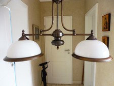 Messinglampe Hängelampe 2 flammig Glasschalen hochwertig!