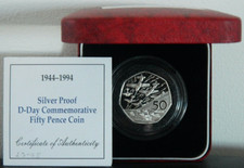 1994 50p Silber Proof Münze/50 Pence Silber Proof Münze/COA, verpackt