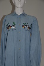 Herren Trachten Landhaus Hemd Gr. 38 Jeans Kühe Kuhglocken - kostenloser Versand