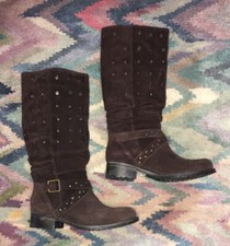 Café Noir Stiefel Winterstiefel Leder Wildleder Braun Hochprofil Sohle 37 neu