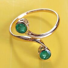 NEU Antik Stil Attraktiv Jugendstil Ring Echt 333 Gold Originale Smaragde grün 