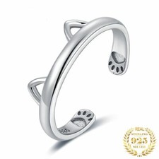 Silberring 925 Sterlingsilber Ring Katze Ohr Damenring Katzenliebhaber Geschenk.