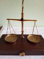 Antike Waage Gewichte Holz Schmuckwaage Balkenwaage Feinwaage Goldwaage Kaufmann