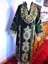 Kaftan / Takschita, Abendkleid, Gr. 38-40, Samt, grün, Goldstickerei