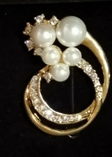 Brosche  Modeschmuck - gold mit Strass * 