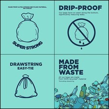 BEAST BIN TASCHEN - 50L - 6er-Pack (60 Beutel) - unglaublich robust Kordelzug Schaukel weiß