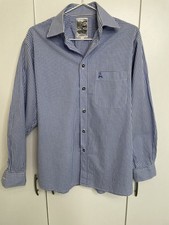 Blau-weiß kariertes Trachtenhemd Größe S