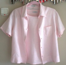 Vera Varelli Damen Bluse Hemnd Leinen 100%  rosa patell Gr 42 XL 