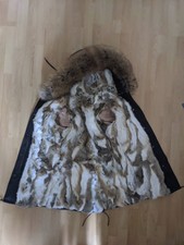 Parka Jacke Echtfell Pelz Fell Schwarz Mantel Winter Damen Fur M L XL