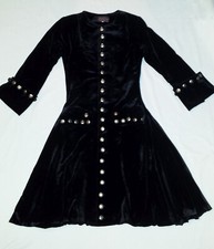 Samt Mantel - Kleid Gehrock schwarz Velvet Gothic Larp Cosplay  Vampire Gr S / M