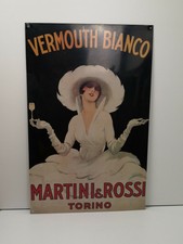 vintage Blechschild Werbung 60 x 40 cm Vermouth Bianco Martini & Rossi Torino