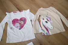 Mädchen Bekleidungspaket - Gr. 128 und 110 - Langarmshirts - minions und Einhorn