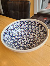 Orginal Bunzlauer Keramik Schüssel Servierschale Obst Schale,Handarbeit groß 