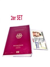 2 Stk NEU Deutsche Reisepasshülle ETUI Passhülle  Transparent mit 2 x Karte