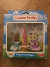 Sylvanian Families Maibaum & Tänzer Dante cremefarbene Katze braunes Kaninchen 25-jähriges Jubiläum