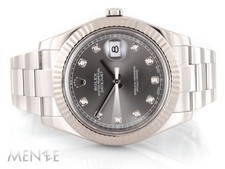 Rolex Datejust II 116334 Stahl Weißgold Rhodium Diamond B+P 10/2016 D (14007)