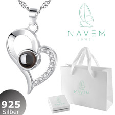 925 Silber Damen Halskette Herz Ich liebe dich Schmuck 100Sprachen Geschenk Set