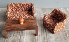 Bodo Hennig Möbel Wohnzimmer 4 Teile Sofa Sessel Tisch Lampe 80er Puppenhaus