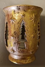 Teelichthalter Gold, Weihnachsbäume, Tannenbaum, Kerzenständer, Deko