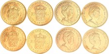 Niederlande Lot 4x10 Gulden Gold 1912,13 Wilhelmina, prägefrisch  49601