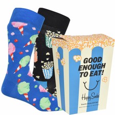 Happy Socks 2 Pack Snacks Socken Geschenkbox, blau/schwarz