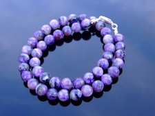 Charoite Natur Edelstein Halskette 8mm Perlen Silber 16-30 Zoll Healing Stone