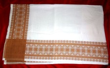 Tischdecke, Tischtuch, Tafeltuch 90 x 150 cm, DDR, weiß/beige