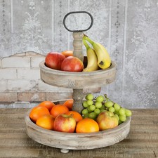 B Ware / Servierplatte Etagere Servierständer 2 Stöckig Braun Standetagere 1