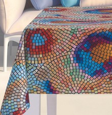 PVC Tischdecke Mosaik bunt Wachstuch · Eckig · Länge&Breite  wählbar· abwaschbar