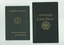 Alte Dokumente deutsches Reich  GERMANIA LEHRBRIEF + HANDWERKSKARTE Museum antik