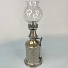 Antike französische silberfarbene Taubenöllampe & -schirm, Licht in funktionierendem Zustand