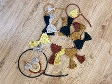 Kinderzimmer Dekoration Makramee Wimpelkette Regenbogen 3-Teil. Set!