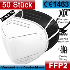 50x FFP2 Schutz Maske Atemschutz Mundschutz Atemschutzmaske Zertifiziert CE 1463