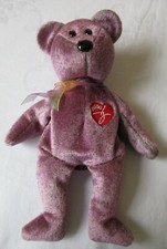 TY Beanie Babies Signature Bär 2000 lila grau gefleckt,  ohne Etikett