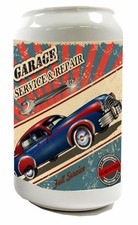 Spardose Oldtimer Auto Werkstatt Full Service Keramik bedruckt