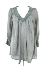 Carla Carla Bluse Tuniken Shirt Seide Damen Gr. DE 42  in Blaugrau