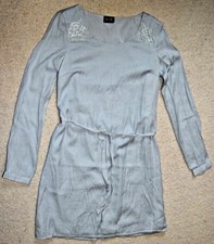 VILA Kleid Minikleid grau Gr. S seidig mit Spitze