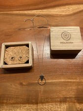 Holzkern Ohrringe + Kette, rosegold