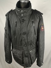 Khujo "Ford" Herren Schwarz Kapuze Gepolstert Gewachs Jagdjacke Mantel Größe L