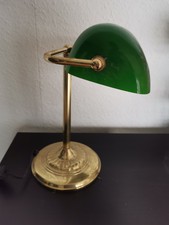 Bankerleuchte  Grün Tischlampe Schreibtischleuchte beweglich Messing  Vintage