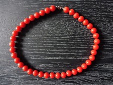 Schmuck KETTE Halskette Perlen rot, L / U 40 c m, Verschluss silber, MODESCHMUCK
